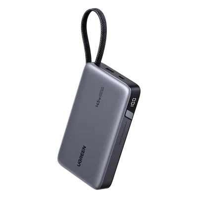 Power Bank / 20000mAh / 72Wh / Carga Rápida 100W PD 3.0 / Salida Múltiple 145W / Cable USB-C Integrado / Compacto 139x80x27 mm