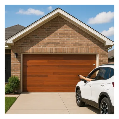 Puerta de Garage / Estilo Americano / Acabado Laminado PREMIUM / Madera Clara / 12x8 Pies / 3.7x2.4 m / Aislamiento Poliuretano 42 mm / Lámina Calibre 26