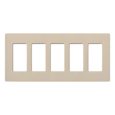 Placa de Pared / 5 Espacios / Diseño Screwless / Apertura Tipo Diseñador / Acabado Satinado Taupe