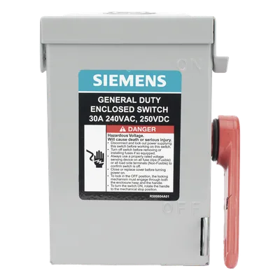 Interruptor de Seguridad / 240Vca / 2 Polos / 30A / NEMA 1 / Sin Portafusibles / 10k-100k AIC