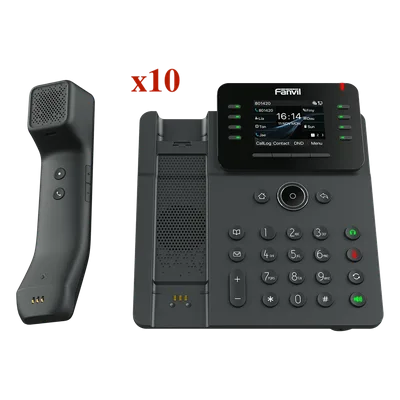 Kit Teléfono IP Empresarial / Pantalla Táctil IPS HD 2.8" / 12 Líneas SIP / Puertos Gigabit con Bypass / Auricular Bluetooth / Conferencia 6 Vías