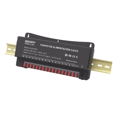 Fuente de Poder para 16 Cámaras / Salida Ajustable 12/13.5/15 Vcc / 16 A / 200 W / Montaje en Pared / Operación -20°C a 70°C