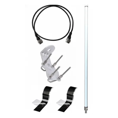 Antena LoRa Exterior Omnidireccional / 5.5 dBi / Frecuencia 860-930 MHz / IP67 / Resistencia al Viento 200 km/h / Kit de Montaje en Poste