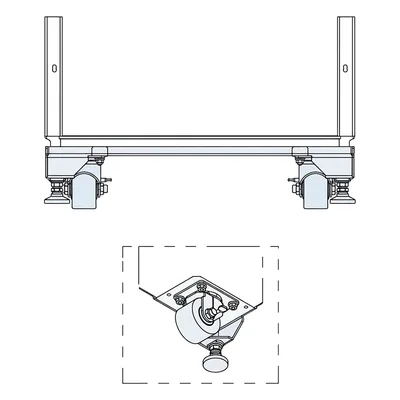Kit de Ruedas y Niveladores para Gabinete / 900 lb (408 kg) / Material Compuesto Negro / Movilidad Interior / 4 Unidades