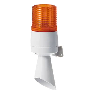Torreta de Señalización LED / Luz Ámbar Fija y Destellante / Buzzer 95 dB / 24 VCD / IP54 / Ø60 mm