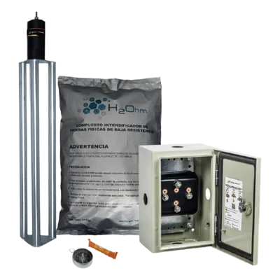 Kit de puesta a tierra / 70 A / Electrodo acero inoxidable / Filtro / Acoplador 1500 A / Gabinete NEMA 4 / 20x30x12 cm (7.9x11.8x4.7 in)