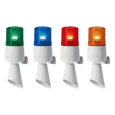Luz de Señal Industrial / LED Ámbar / Fijo e Intermitente / Buzzer 95 dB / 110 VCA / IP54