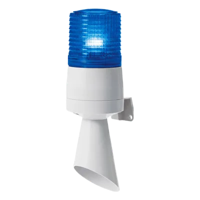 Luz LED de Advertencia / Patrones Fijo y Destellante / Buzzer 95 dB / 110 VCA / Diámetro 60 mm / Azul