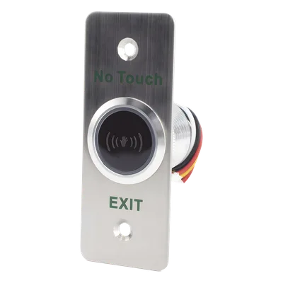 Botón de Salida Sin Contacto / Perfil Delgado / Distancia Ajustable 40-120 mm (1.57-4.72') / LED Bicolor / Salida NO/NC/COM / Retardo 1-25 s