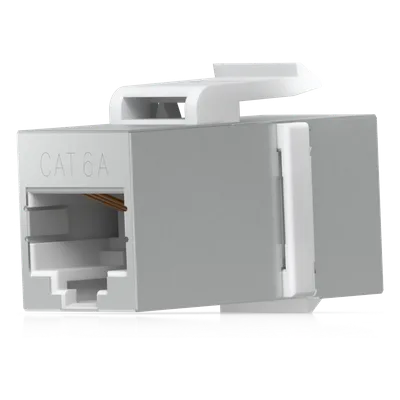 Acoplador Keystone / Cat6A Pasante / 10 Gbps / PoE / Snap-In / Paquete 12 Piezas