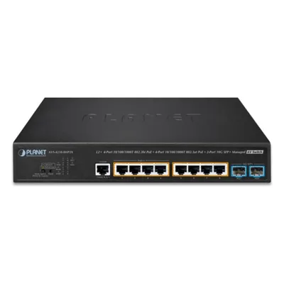 Switch Administrable L2+ AV / 4 Puertos PoE++ 95W + 4 Puertos PoE+ 32W + 2 SFP+ 10G / Presupuesto PoE 240W / Fanless / Dante y NDI