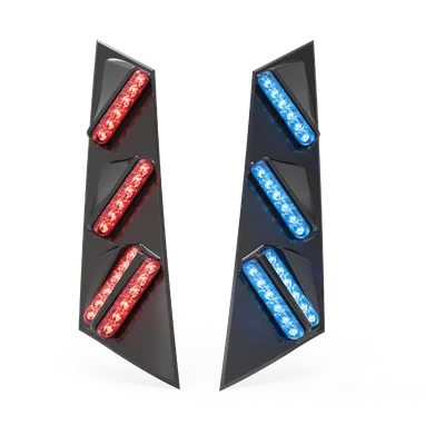 Sistema de Iluminación para Pilar de Vehículo / 6 Luces Traseras / 2 Luces de Intersección / Rojo/Azul/Ámbar Trasero / Rojo/Azul/Blanco Lateral / Compatible con Ford PIU 2020+