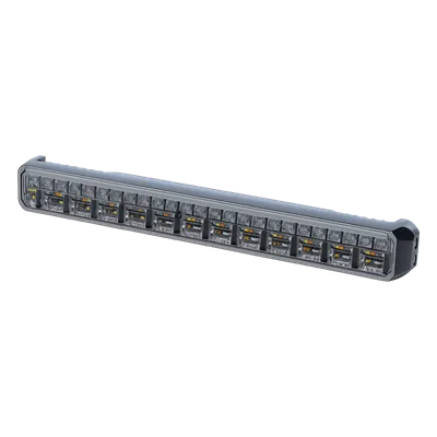 Luz Auxiliar LED / 45 LEDs Tricolor Rojo/Azul/Blanco / 12-24 VDC / Lente Transparente / SAE / 11.42" / Halo Rojo Multifuncional
