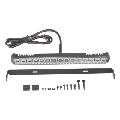 Luz Auxiliar LED / 45 LEDs Tricolor Rojo/Azul/Blanco / 12-24 VDC / Lente Transparente / SAE / 11.42" / Halo Rojo Multifuncional