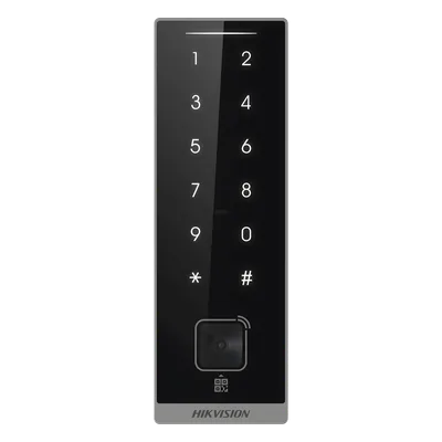 Teclado Esclavo de Control de Acceso / Lector Dual MIFARE 13.56 MHz y PROX EM 125 KHz / Bluetooth y Códigos QR / PIN Táctil / RS-485 Wiegand OSDP / Rango Térmico -40°C a 65°C