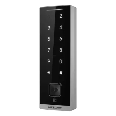 Teclado Esclavo de Control de Acceso / Lector Dual MIFARE 13.56 MHz y PROX EM 125 KHz / Bluetooth y Códigos QR / PIN Táctil / RS-485 Wiegand OSDP / Rango Térmico -40°C a 65°C