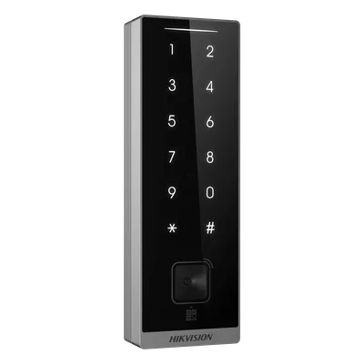 Teclado Esclavo de Control de Acceso / Lector Dual MIFARE 13.56 MHz y PROX EM 125 KHz / Bluetooth y Códigos QR / PIN Táctil / RS-485 Wiegand OSDP / Rango Térmico -40°C a 65°C