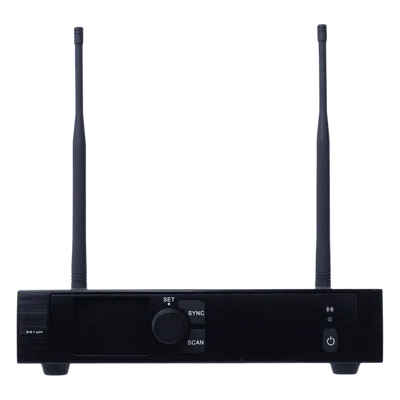 Receptor Inalámbrico / U-Band 540-690 MHz / Modulación PI/4-DQPSK / Pantalla TFT-LCD 2.2" / Salida Balanceada XLR y BNC / Encripción de Audio / Escaneo de Frecuencia