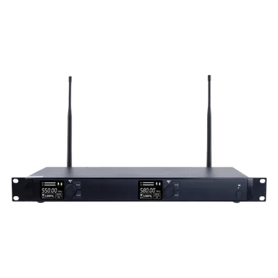 Receptor Inalámbrico Dual Canal / U-Band Digital / 4 Bandas 470-830 MHz / Modulación pi/4-DQPSK / Pantalla TFT-LCD 2.2" / Anti-Interferencia ID Code Pilot / Salidas Balanceadas y Desbalanceadas / Ecua