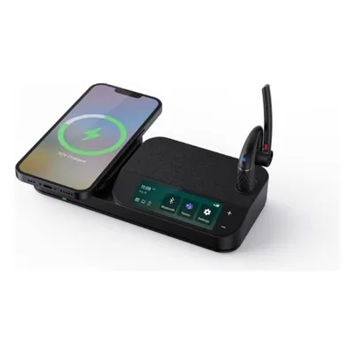 Auricular Bluetooth Mono / Cancelación de Ruido 4-Mic Beamforming / Estación Táctil 3" / Carga Inalámbrica Qi / 10h Autonomía + 20h Extra / 18g Ultra Ligero / Conexión Simultánea PC-Teléfono-Smartphon