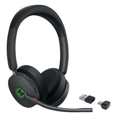 Auriculares Bluetooth UC / ANC Híbrida / 6 Micrófonos / 65 Horas / Alcance 50 m (164 ft) / USB-C & A