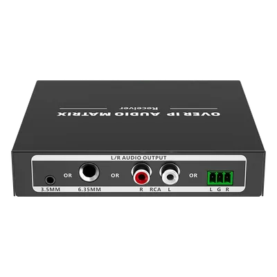 Receptor de Audio sobre IP / PCM 2.0 / Transmisión 120 m (393.7 ft) / Matriz 256x256 / Múltiples Interfaces Analógicas / Protección ESD / Bajo Consumo ≤2 W