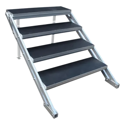 Escalera para Tarima / Altura Ajustable 100-170 cm (3.3-5.6 ft) / Ancho 100 cm (3.3 ft) / Superficie Antideslizante / Aluminio / Compatible Tarimas YS4