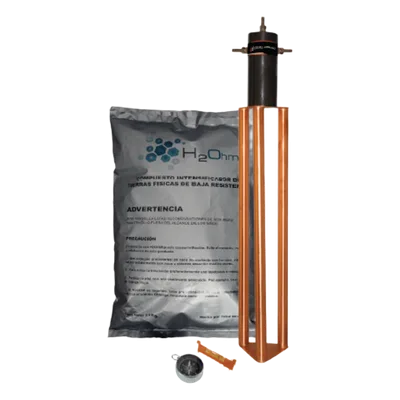Electrodo de Puesta a Tierra / 30 A / Resistencia < 2 Ω / Filtro LCR / Compuesto H2Ohm / Brújula y Nivel Integrados