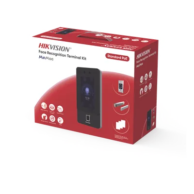 Kit Terminal Control de Acceso / Reconocimiento Facial 1500 Rostros / 3000 Huellas + 3000 Tarjetas / Pantalla Táctil 4.3" / 2 Megapixel Gran Angular / PoE+ / Alimentación Cerradura 12VDC/1A / IP65 / W