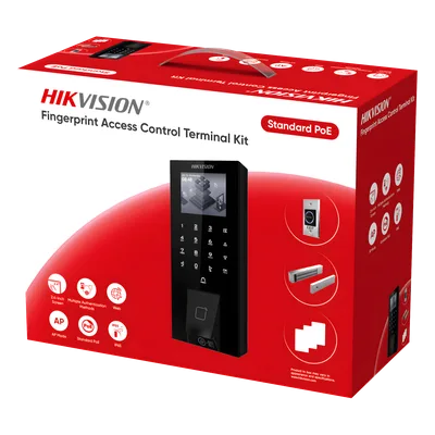 Kit Terminal Control Acceso Biométrico / Huella Digital y QR / 2.4" LCD / 5000 Huellas + 5000 Tarjetas / IP65 / Wi-Fi + PoE / Cerradura Magnética 272 kg (600 lbs)