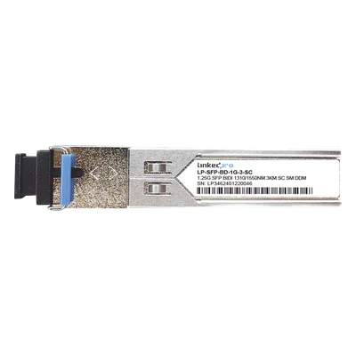 Transceptor SFP Bidireccional / 1.25 Gbps / Monomodo / Alcance 3 km (9842.5 ft) / Conector SC/UPC Simplex / DDM / Hot-Pluggable / 2 Piezas
