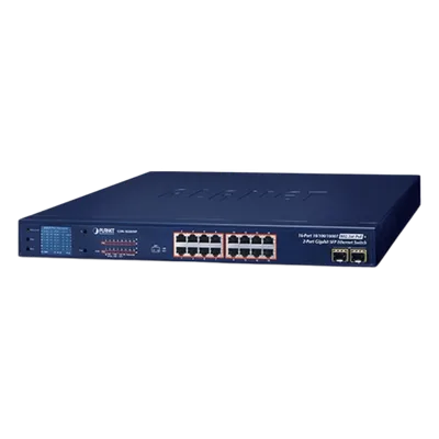 Switch PoE+ / 16 Puertos Gigabit / 2 Combo SFP / LCD / 300W / 1U Rack / 0.76 x 1.44 x 0.14 ft