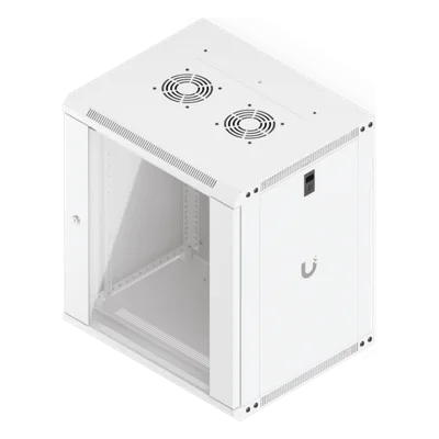 Gabinete Rack 12U / Montaje en Pared / 550 x 450 mm / Puerta de Vidrio Templado / Ventilación Integrada / Capacidad 50 kg
