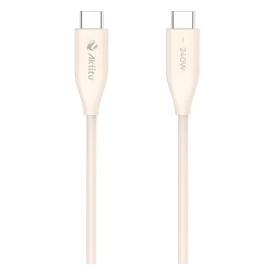Cable de Carga USB-C a C / 240W / 1.5 m (4.92 ft) / GaN / Transferencia 480 Mbps / Silicona Anti-Enredos / Conectores Aluminio