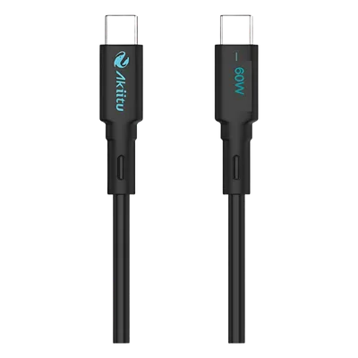 Cable USB-C a USB-C / Carga Rápida 60W / Transferencia 480 Mbps / Magnético Auto-enrollable / Silicona Líquida / 1 m (3.3 ft)