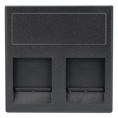 Módulo de Placa con Guardapolvo / 2 Espacios Keystone RJ45 / 45×45 mm / 8.5 mm Profundidad / Compatible Cajas Teleblock y Ofiblock