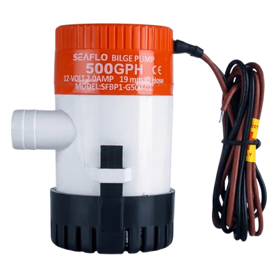 Bomba de Achique Sumergible / 500 GPH (1893 LPH) / 12V CD / Anti-Airlock / Sellos Herméticos / Filtro Removible