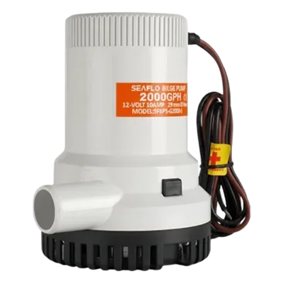 Bomba de Achique / 2000 GPH (7571 LPH) / 12V CD / Eje de Acero Inoxidable / Operación en Seco / Anti-Airlock / Certificación ISO 8849