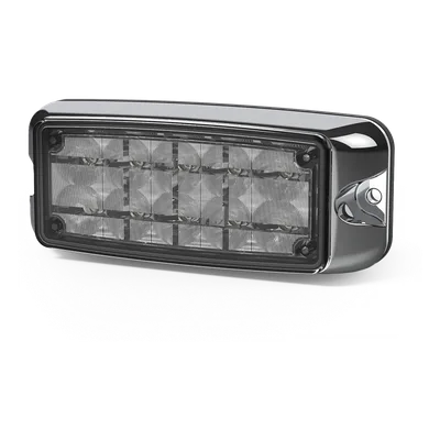 Luz de Advertencia LED / Doble Color Ámbar/Blanco / 55 Patrones Programables / 12-24 VDC / SAE J595 Clase I / 5x2 Pulgadas