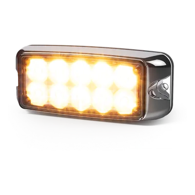 Luz de Advertencia LED / Doble Color Ámbar/Blanco / 55 Patrones Programables / 12-24 VDC / SAE J595 Clase I / 5x2 Pulgadas