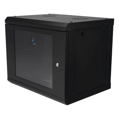 Gabinete de Pared 9U / 19" Rack / Cristal Templado / 455 mm Profundidad (1.49 ft) / Acero Reforzado / 80 kg Carga