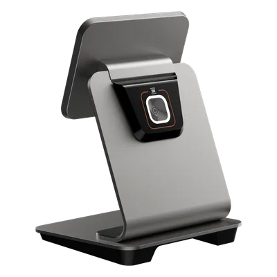 Base de Escritorio con Escáner 1D/2D / Conexión Quick Lock / Eje Giratorio 145° / Alimentación Inversa / Diseño Metálico