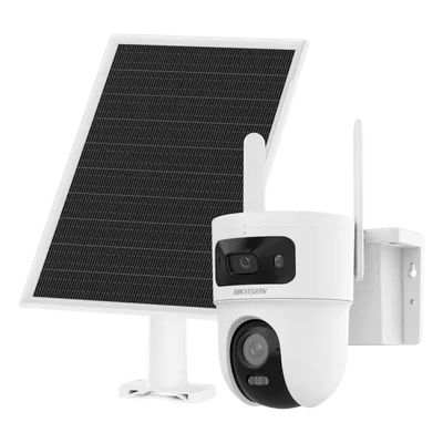 Cámara Solar IP Dual / 4 Megapixel / Doble Lente PT 4 mm + Fijo 2.8 mm / AOV 24/7 / 4G LTE / Dual Light 30 m (98.4 ft) / IP66
