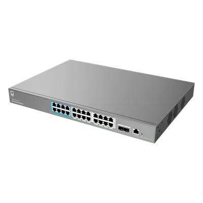 Switch Administrable L2++ / 24 Puertos Gigabit PoE++ 400W / 2 SFP+ / 88 Gbps / 65.472 Mpps / VLAN 4K / QoS Avanzado
