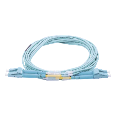 Jumper de Fibra Óptica / Multimodo OM3 50/125 / LC-LC Dúplex / OFNR Riser / 2.0 mm / 20 m (65.62 ft) / Aqua