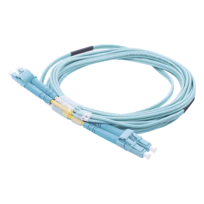 Jumper de Fibra Óptica / Multimodo OM3 50/125 / LC-LC Dúplex / OFNR Riser / 2.0 mm / 20 m (65.62 ft) / Aqua