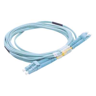 Jumper de Fibra Óptica / Multimodo OM3 50/125 / LC-LC Dúplex / OFNR Riser / 2.0 mm / 20 m (65.62 ft) / Aqua