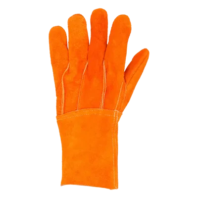 Guantes de Protección Industrial / Carnaza Reforzada / Puño Largo 12.5 cm / Resistencia a Abrasión y Temperaturas Moderadas / Expulsión Rápida