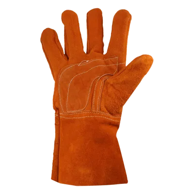 Guantes de Protección Industrial / Carnaza Reforzada / Puño Largo 12.5 cm / Resistencia a Abrasión y Temperaturas Moderadas / Expulsión Rápida