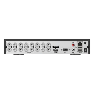 DVR Híbrido / 16 Canales TURBOHD + 8 Canales IP / 3K Lite 2560x1440 / Audio Bidireccional por Coaxitron / AcuSense / H.265+ / 1 Bahía HDD hasta 10 TB / Salida Full HD